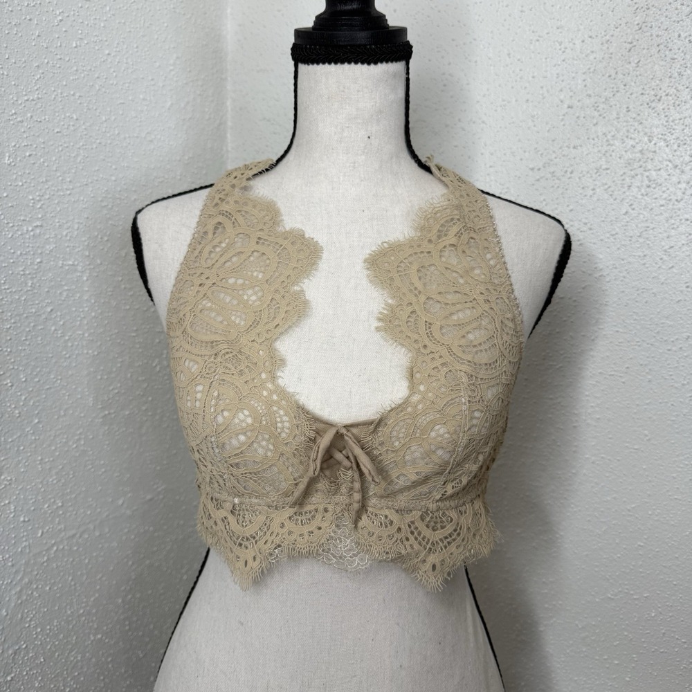 Victoria's Secret  Dream Angels Bralette Bra All‎ Lace Beige  Sz Small